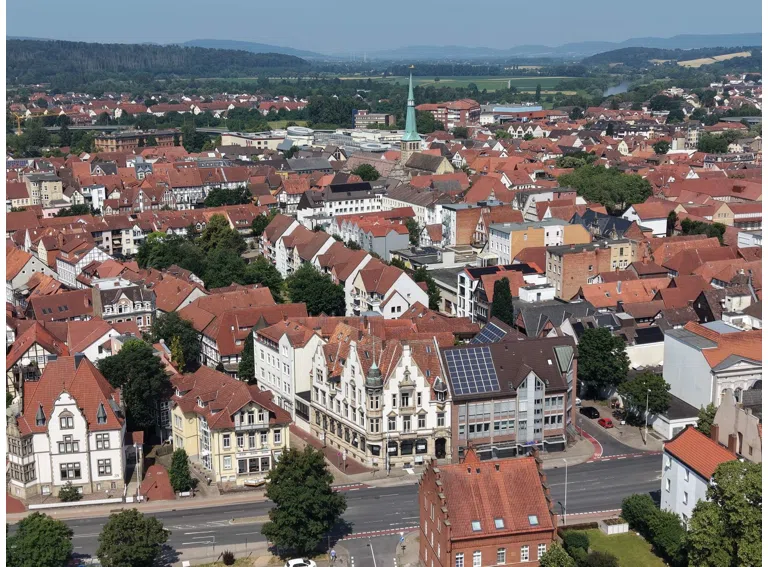 Luftbild mit dem Zentrum von Hameln