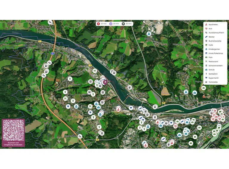 Lageplan-Fischerstrasse 1, 94036 Passau, Deutschland-Kartenausschnitte