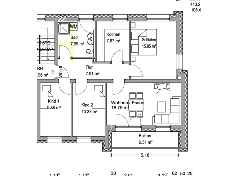 Grundriss WHG 6, Haus 1