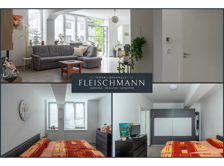 Schlafzimmer/Blick ins Wohnzimmer