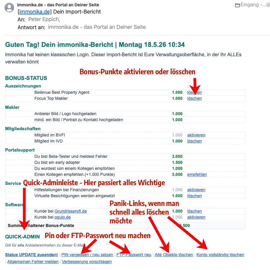 Import-Bericht: QUICK-Admin-Leiste und Bonus-Punkte-Verwaltung
